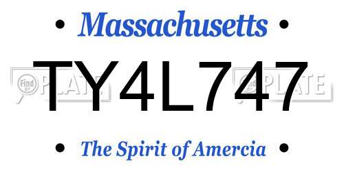 TY4L747 Massachusetts License Plate