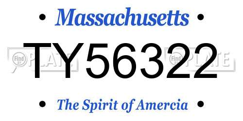 TY56322 Massachusetts License Plate