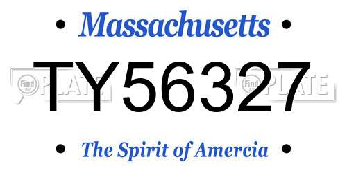 TY56327 Massachusetts License Plate