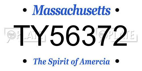 TY56372 Massachusetts License Plate