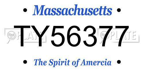 TY56377 Massachusetts License Plate