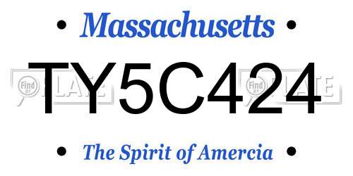 TY5C424 Massachusetts License Plate