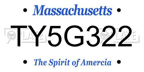 TY5G322 Massachusetts License Plate