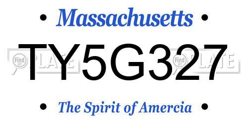 TY5G327 Massachusetts License Plate