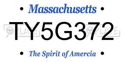 TY5G372 Massachusetts License Plate