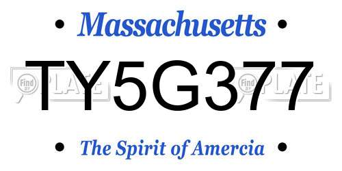 TY5G377 Massachusetts License Plate