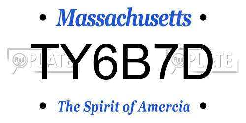 TY6B7D Massachusetts License Plate