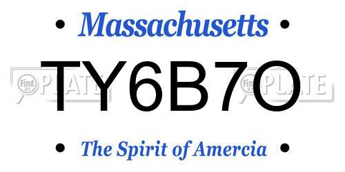 TY6B7O Massachusetts License Plate