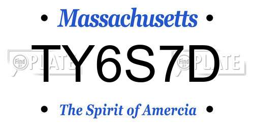 TY6S7D Massachusetts License Plate