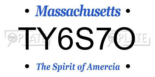 TY6S7O Massachusetts License Plate