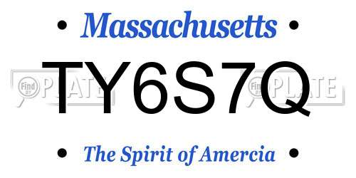 TY6S7Q Massachusetts License Plate