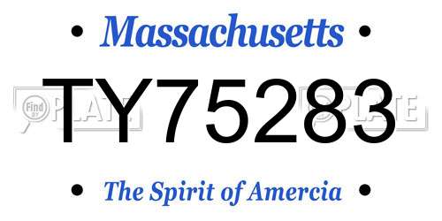 TY75283 Massachusetts License Plate