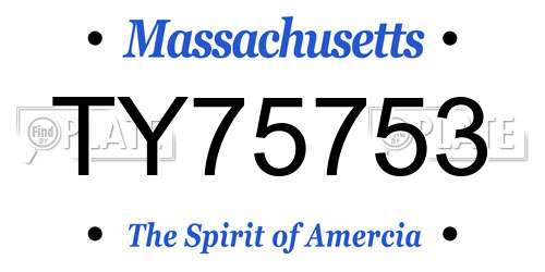TY75753 Massachusetts License Plate