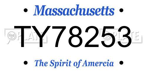TY78253 Massachusetts License Plate