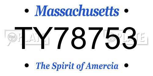 TY78753 Massachusetts License Plate