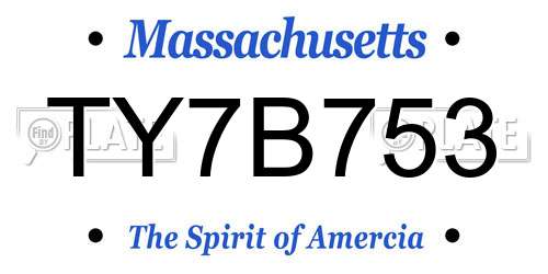 TY7B753 Massachusetts License Plate
