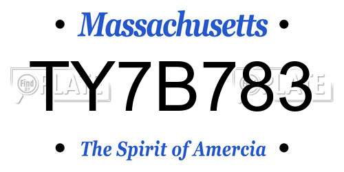 TY7B783 Massachusetts License Plate