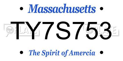 TY7S753 Massachusetts License Plate