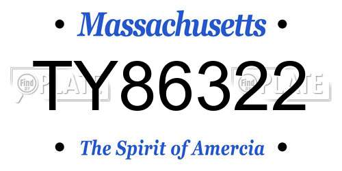 TY86322 Massachusetts License Plate