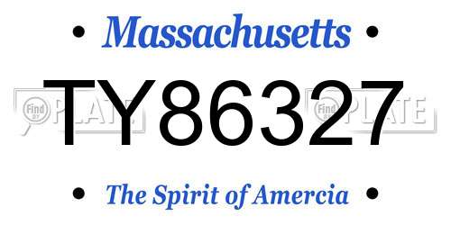TY86327 Massachusetts License Plate