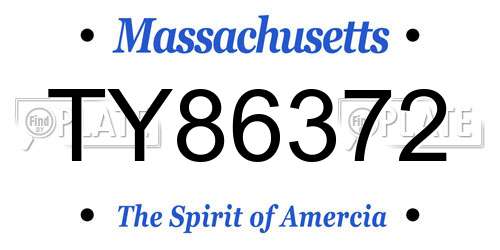 TY86372 Massachusetts License Plate