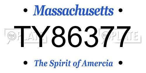 TY86377 Massachusetts License Plate