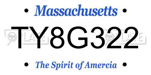 TY8G322 Massachusetts License Plate