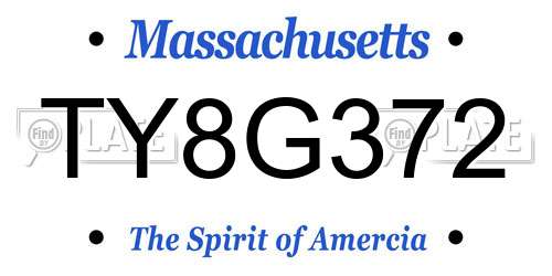 TY8G372 Massachusetts License Plate