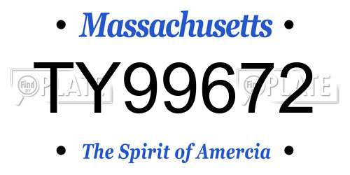 TY99672 Massachusetts License Plate