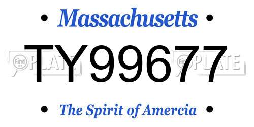 TY99677 Massachusetts License Plate