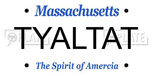 TYALTAT Massachusetts License Plate