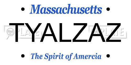 TYALZAZ Massachusetts License Plate
