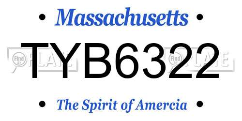 TYB6322 Massachusetts License Plate