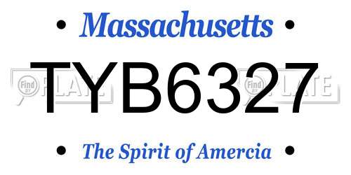 TYB6327 Massachusetts License Plate