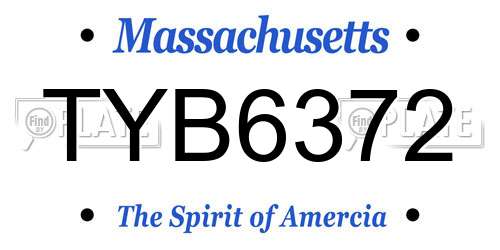 TYB6372 Massachusetts License Plate