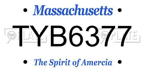 TYB6377 Massachusetts License Plate