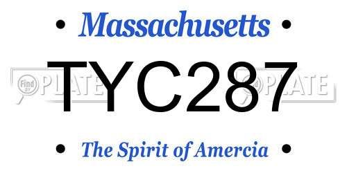 TYC287 Massachusetts License Plate