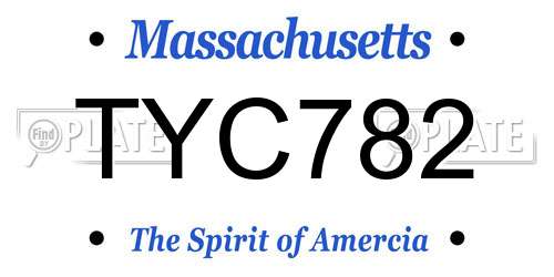TYC782 Massachusetts License Plate