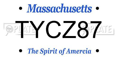 TYCZ87 Massachusetts License Plate