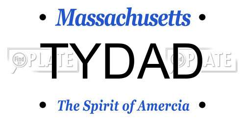 TYDAD Massachusetts License Plate