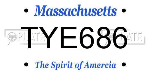 TYE686 Massachusetts License Plate