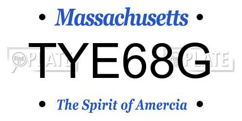 TYE68G Massachusetts License Plate