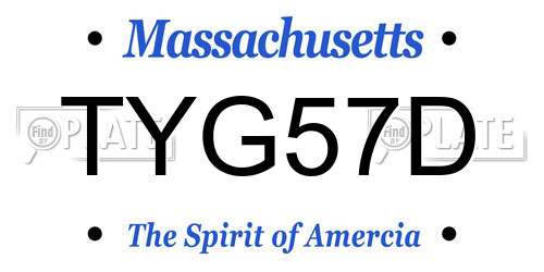 TYG57D Massachusetts License Plate