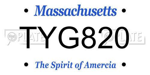 TYG820 Massachusetts License Plate