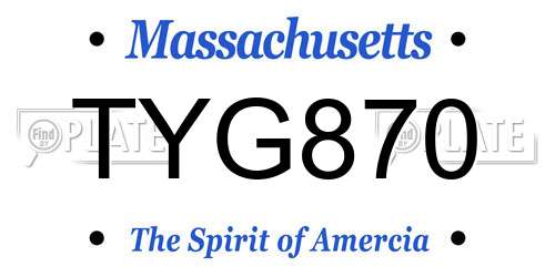 TYG870 Massachusetts License Plate