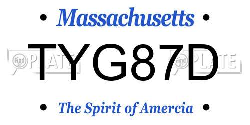 TYG87D Massachusetts License Plate