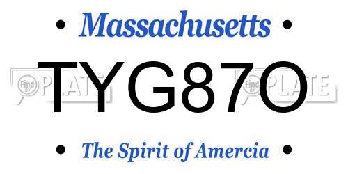 TYG87O Massachusetts License Plate