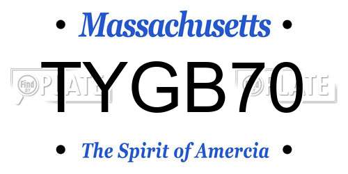 TYGB70 Massachusetts License Plate