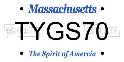 TYGS70 Massachusetts License Plate