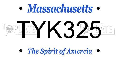 TYK325 Massachusetts License Plate